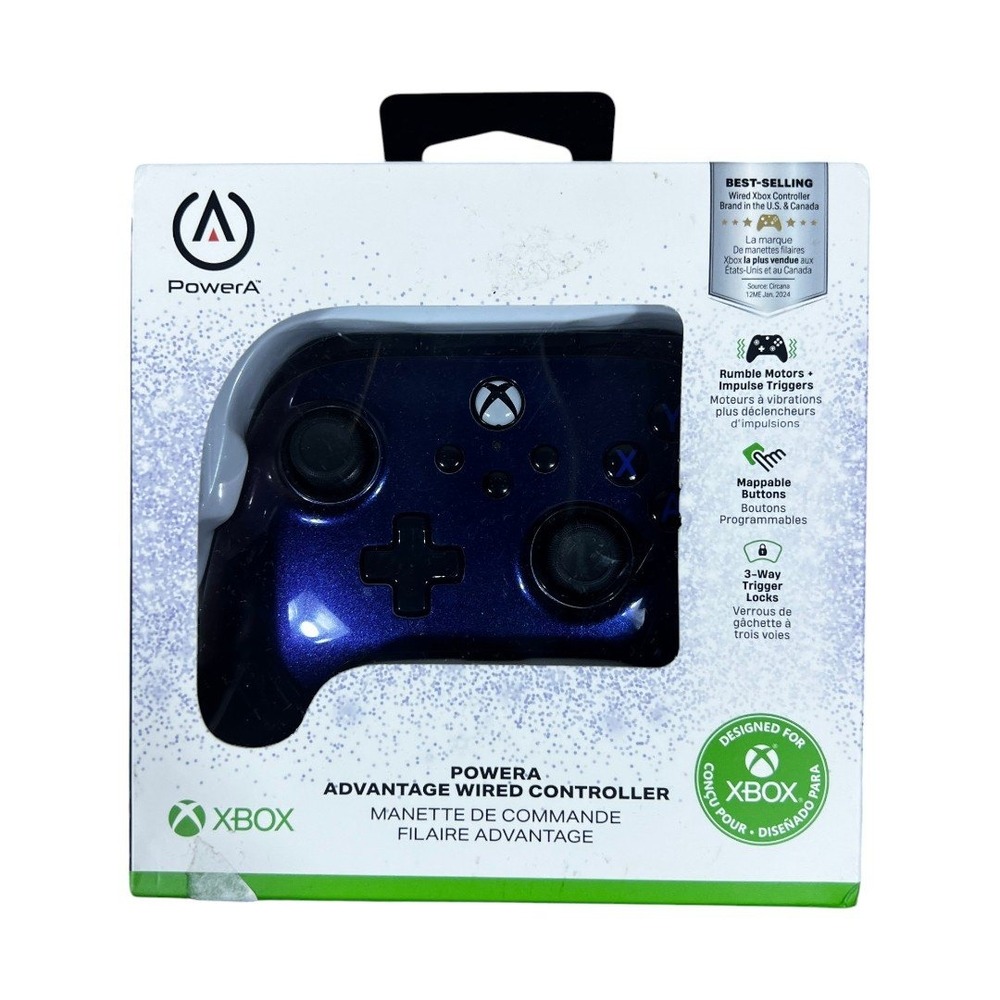 NWT PowerA Advantage Blue Sparkle Wired Controller Xbox Series X S PC Size OS